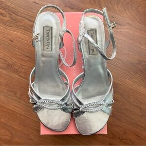 Touch Ups Dakota, Silver Strappy Heeled Sandal 
Size 9.5